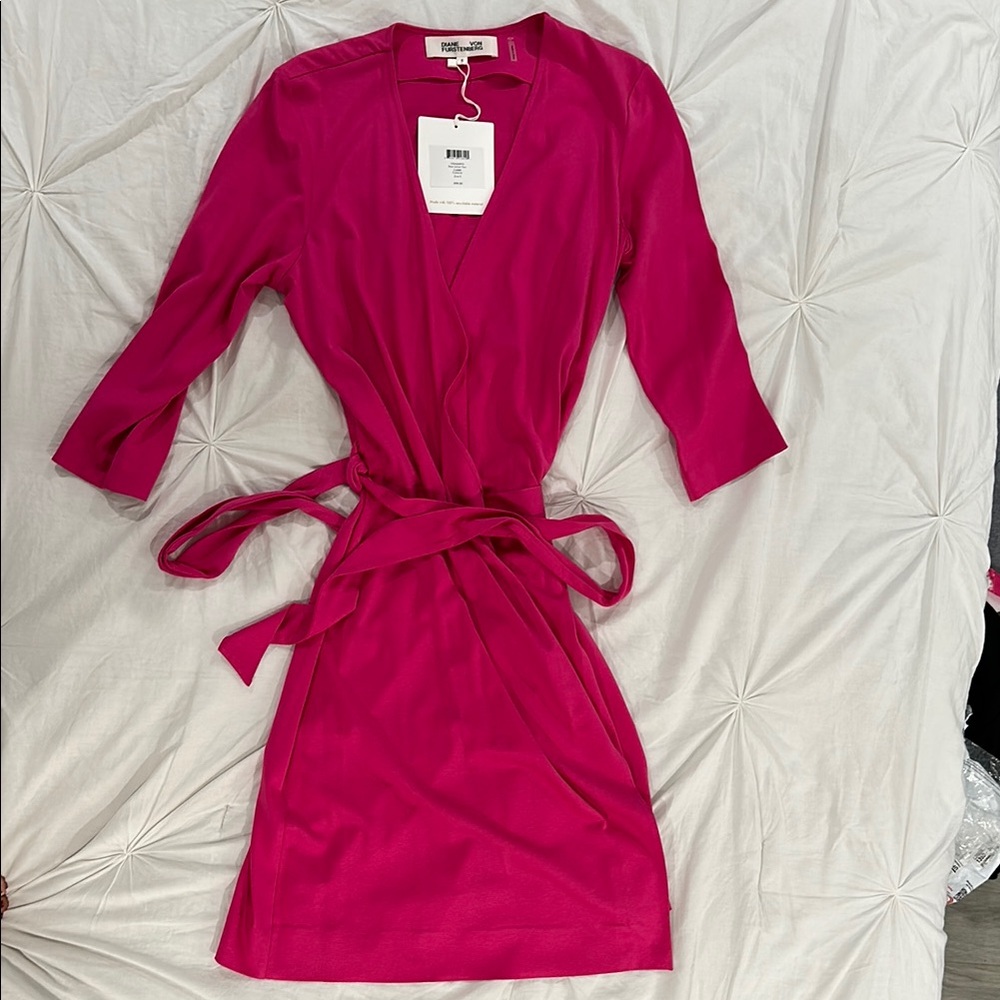 Diane Von Furstenberg Pink Mini Wrap Dress
